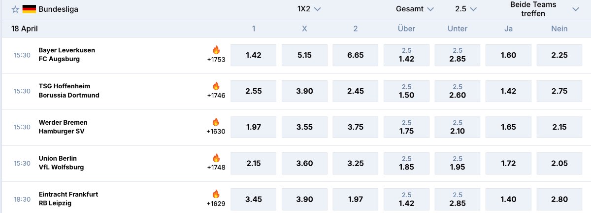 Zoccer Wettanbieter Bundesliga Quoten